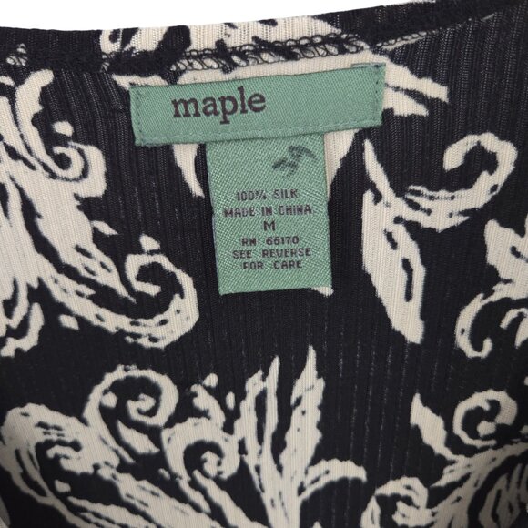 Anthropologie Maple Filigree Damask Silk Dress Empire Flowy Comfy Boho M - Picture 4 of 16